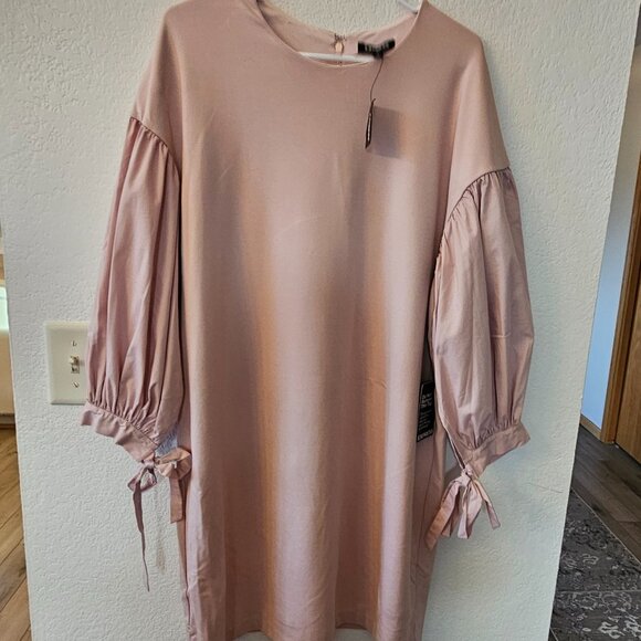 Express Tie Balloon Sleeve Ponte Shift Dress Pink Size L New With Tags - Picture 7 of 8